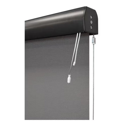 Morro Bay Grey Motorized Outdoor Patio Roller Shade with Valance 48 In. W X 96 In. L